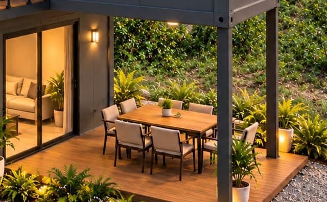 Terraza con comedor exterior